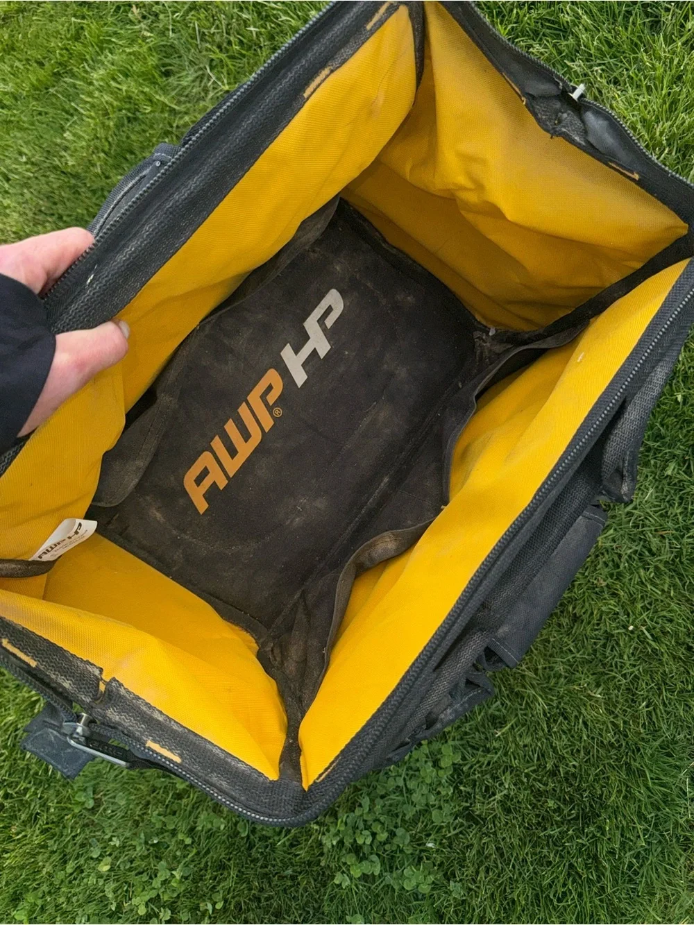 AWP HP Heavy Duty Tool Bag Electrician Contractor Work Tote 18” Black Yellow
